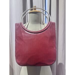 Vintage 90s Frank Daniel Cherry Real Leather Purse With Steel Handles Unused!